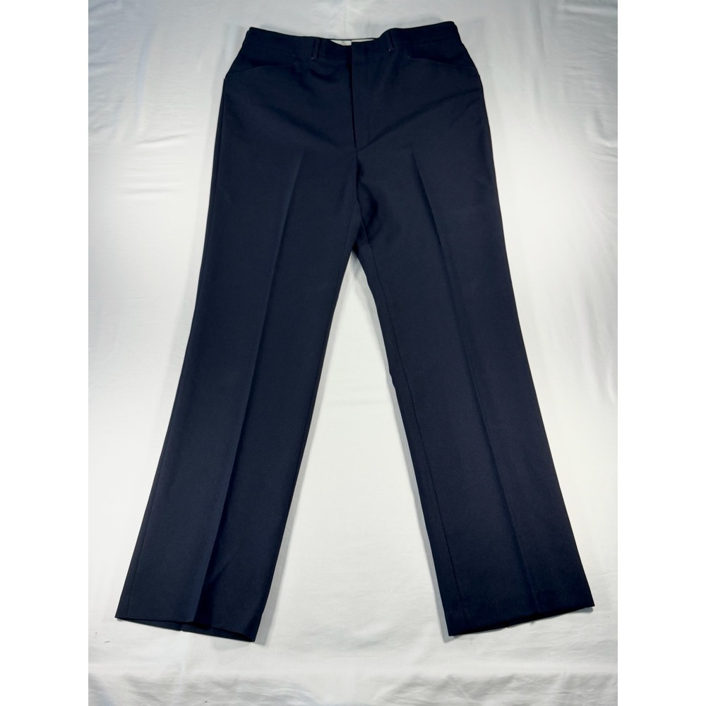 Haggar Vintage Mens Navy Blue Fortrel Polyester Dress Pants 38x34 61103 MON1